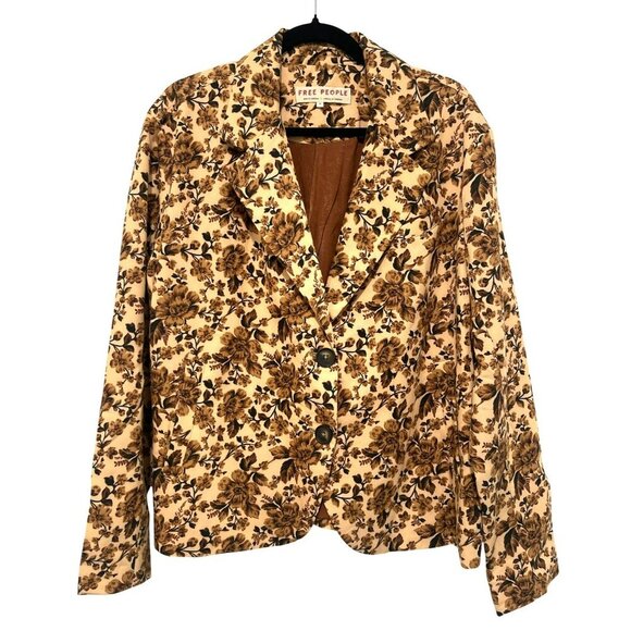 Free People Floral Print Blazer Jacket Boxy Medium New - Picture 3 of 8